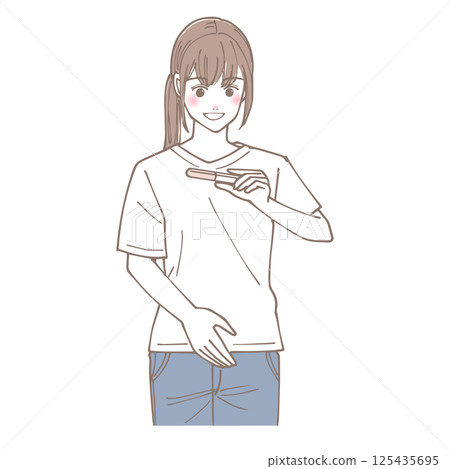 一位女士高興地看到妊娠試驗的插圖 125435695