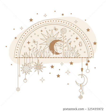 Celestial abstract line art nature landscape vector illustration Celestial abstract line art nature landscape vector illustration 125435972