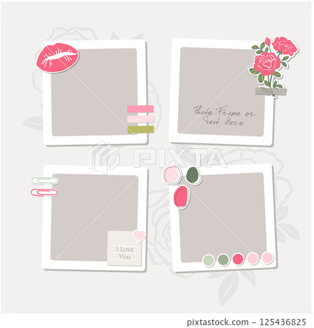 Collage photo frames on vintage background. 125436825