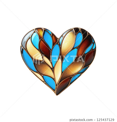 Colorful heart made in stained glass technique, white background, minimalism Colorful heart made in stained glass technique, white background, minimalism 125437129