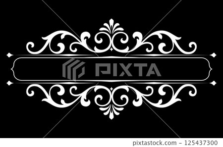 Vintage black and white element. Graphic vector design. Damask graphic ornament 125437300