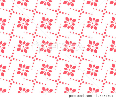 Flower geometric pattern. Seamless vector background. White and pink ornament 125437305