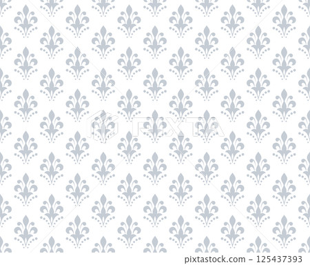 Flower geometric pattern. Seamless vector background. White and gray ornament Flower geometric pattern. Seamless vector background. White and gray ornament 125437393