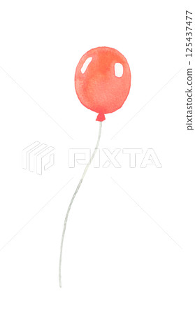簡單的珊瑚粉紅色氣球（單品）手繪水彩插畫 125437477