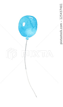 簡單的淺藍色氣球（單品）手繪水彩插畫 125437481