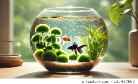 魚缸裡的金魚和海藻 魚缸裡的金魚和海藻 125437608