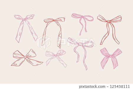 hand drawn linear style bows hand drawn linear style bows 125438111