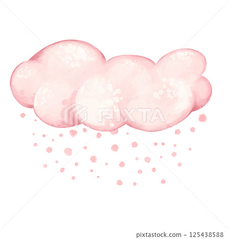 Soft pink cloud illustration with gentle raindrops 125438588