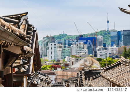 首爾：韓屋屋頂和N首爾塔（南山塔） 125438847