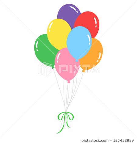 Balloon illustration material - Colorful pop with lots of ribbons tied together - Simple 125438989