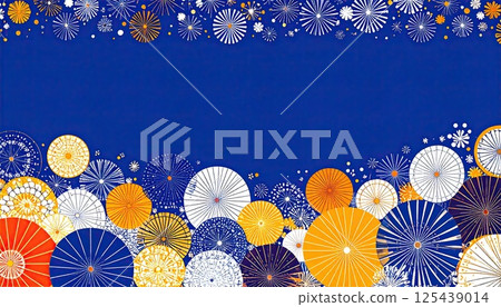 AI Image: Japanese-style pattern background material on a navy blue background 125439014
