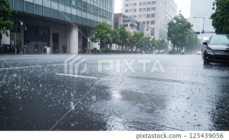 AI image: A city hit by torrential rain 125439056