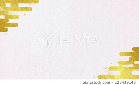 《AI圖像》白色和紙上的金色日式圖案背景素材 125439148