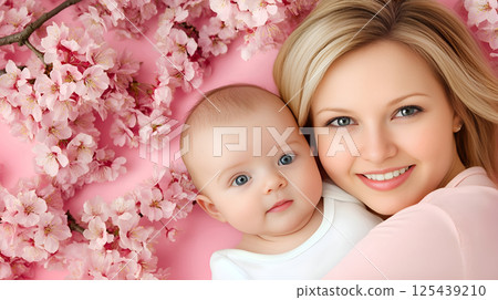Mothers Day. Mothers and Pregnant Womens Day. AI generated. 125439210