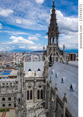 View of Basilica of the National Vow (Basilica del Voto Nacional) and Quito city 125439272