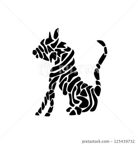 老虎剪影風格插圖 125439732