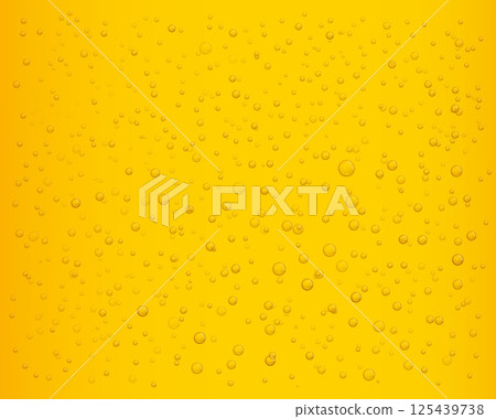 Beer bubbles. Realistic fizzy lager beer background, sparkling lemonade, cold ale drink with pop upping bubbles. Vector texture 125439738