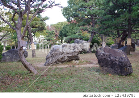 Garden stones at Wakayama Castle Park 125439795