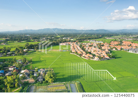 Land and  concept of value to decrease, reduction or low. 125440075