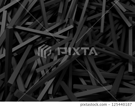 大量黑棒堆疊在一起的3DCG的摘要背景 大量黑棒堆疊在一起的3DCG的摘要背景 125440187
