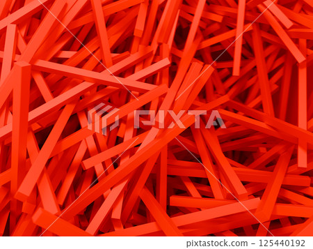 大量紅色棒堆疊在一起的3DCG的摘要背景 125440192