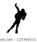 female athlete at speed skating competition, black contour real person 125440531