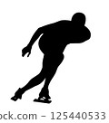 silhouette athlete in speed skating competition, black contour real person 125440533
