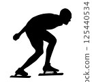 male athlete at speed skating competition, black contour real person 125440534