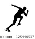 start athlete in speed skating competition, black silhouette 125440537