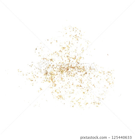 Gold stain and splashes in vibrant collection. Shiny gold spot element hand-painted in watercolor with gold paint accents. Isolate is presented as backdrop for decorating textiles, prints, packaging 125440633