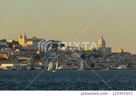 Lisbon and Tagus River at Sunset. Portugal Lisbon and Tagus River at Sunset. Portugal 125441051