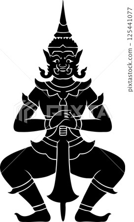 Stylized Thai Yaksha Guardian Silhouette 125441077