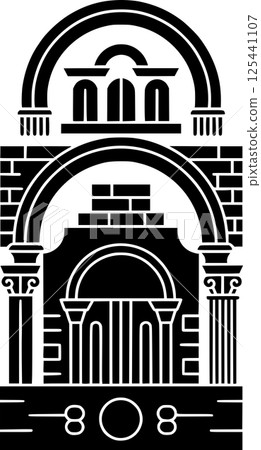 Stylized Ancient Ruins with Arches and Columns Stylized Ancient Ruins with Arches and Columns 125441107