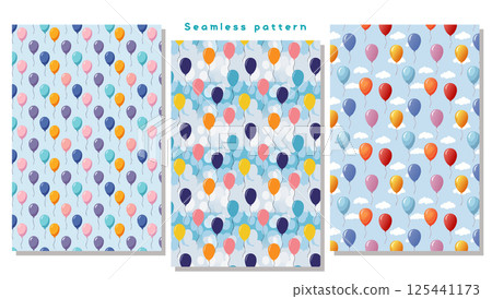 Seamless pattern: colorful balloons floating in the blue sky 125441173