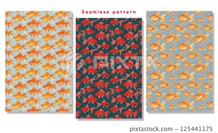 Seamless pattern_red goldfish 125441175