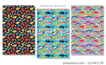 Seamless pattern _ Colorful carp 125441176