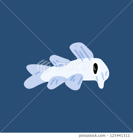 Cartoon Blue Deep Sea Fish 125441311