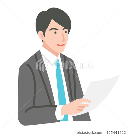 A young businessman smiling and checking documents 125441322