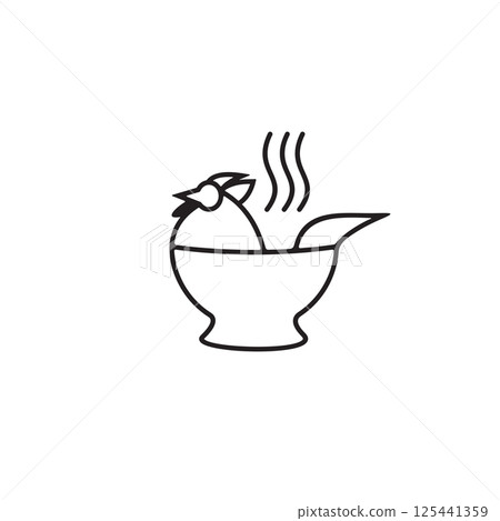 Outline chicken bowl restaurant vector logo design 125441359