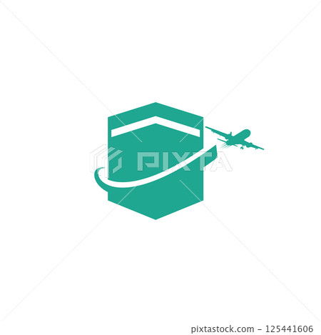 Islamic ka'bah makkah building logo design 125441606