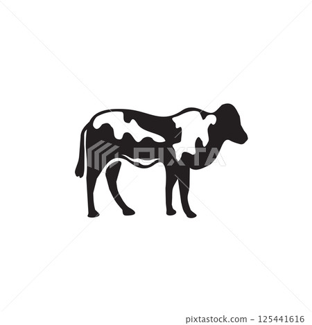Cow fresh organic logo design 125441616