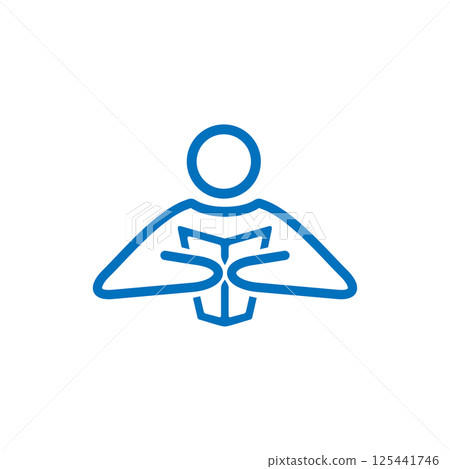 Outline student character reading book logo design Outline student character reading book logo design 125441746