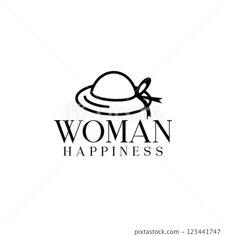 Woman hat fashion logo design Woman hat fashion logo design 125441747