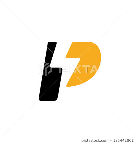 P letter power thunderbolt logo design 125441801
