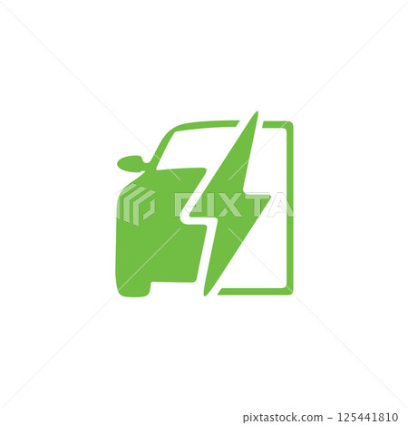 Electric vehicle charger station logo design 125441810