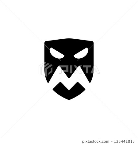 M letter monster face shield logo design 125441813