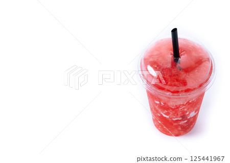 Red strawberry slushie isolated on white background 125441967
