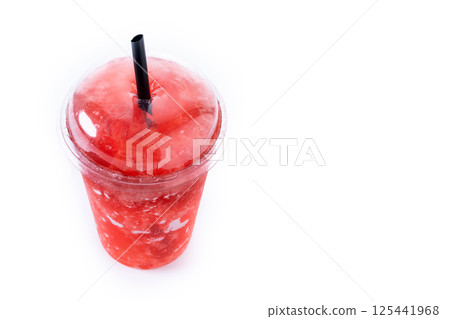 Red strawberry slushie isolated on white background 125441968