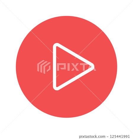 紅色箭頭和播放按鈕圖示 - 簡潔時尚的開始標記UI素材 125441991