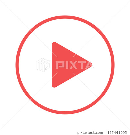 Red arrow and play button icons - Simple and stylish start mark UI material 125441995